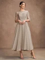 A-line kjole kjole Chiffong Blonder Scoop Trekvart ermer Te-Lengde Brudens Mor Kjole