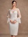 Sheath Satin Blonder Scoop Lange ermer Knelengde Brudens Mor Kjole