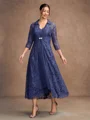 A-line kjole kjole Chiffong Ruched V-hals Ermeløs Te-Lengde Brudens Mor Kjole