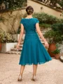 A-line kjole kjole Chiffong Ruched V-hals Kortermer Knelengde Brudens Mor Kjole
