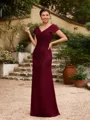 Sheath Blonder Ruched V-hals Kortermer Gulvlengde Brudens Mor Kjole