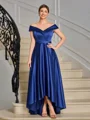A-line kjole Bare Skuldre Plissert Asymmetrisk Satin Brudens Mor Kjole