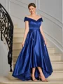 A-line kjole Bare Skuldre Plissert Asymmetrisk Satin Brudens Mor Kjole