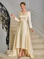 A-line kjole V-hals Lange ermer Asymmetrisk Charmeuse Brudens Mor Kjole