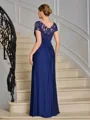 Sheath V-hals Kortermer Applikasjoner Blonder Gulvlengde Jersey Brudens Mor Kjole