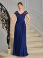 Sheath V-hals Kortermer Applikasjoner Blonder Gulvlengde Jersey Brudens Mor Kjole