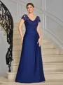 Sheath V-hals Kortermer Applikasjoner Blonder Gulvlengde Jersey Brudens Mor Kjole