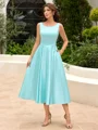 A-line kjole Scoop Te-Lengde Satin Brudens Mor Kjole