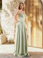 A-line kjole Sweetheart Plissert Gulvlengde Silkeeaktig Sateng Korsett Kjole