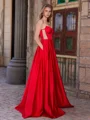 A-line kjole Sweetheart Plissert Gulvlengde Korsett Kjole