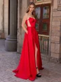 A-line kjole Sweetheart Plissert Gulvlengde Korsett Kjole