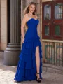 Sheath Sweetheart Brusende Volanger Gulvlengde Chiffong Kjole