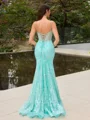 Sheath V-hals Sweep/Borste train Blonder Korsett Ballkjole
