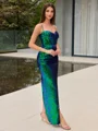 Sheath Spaghetti Plissert Gulvlengde Korsett Ballkjole