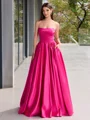 Ballkjole/Prinsesse Rett Volanger Gulvlengde Satin Korsett Ballkjole