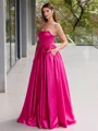 Ballkjole/Prinsesse Rett Volanger Gulvlengde Satin Korsett Ballkjole
