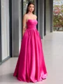 Ballkjole/Prinsesse Rett Volanger Gulvlengde Satin Korsett Ballkjole