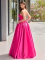 Ballkjole/Prinsesse Rett Volanger Gulvlengde Satin Korsett Ballkjole