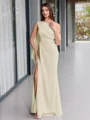 Sheath En skuldret Plissert Gulvlengde Chiffong Korsett Ballkjole