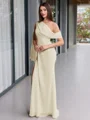 Sheath En skuldret Plissert Gulvlengde Chiffong Korsett Ballkjole