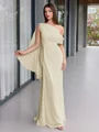 Sheath En skuldret Plissert Gulvlengde Chiffong Korsett Ballkjole