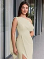 Sheath En skuldret Plissert Gulvlengde Chiffong Korsett Ballkjole