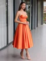 Ballkjole/Prinsesse Sweetheart Plissert Te-Lengde Satin Korsett Ballkjole