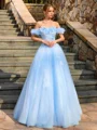 Ballkjole/Prinsesse Bare Skuldre Blomst Gulvlengde Tyll Korsett Ballkjole