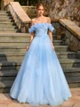 Ballkjole/Prinsesse Bare Skuldre Blomst Gulvlengde Tyll Korsett Ballkjole