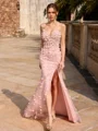 Sheath Sweetheart Blomst Gulvlengde Korsett Ballkjole