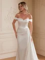Sheath Charmeuse Ruched Bare Skuldre Ermeløs Bane-tog Brudekjoler
