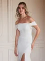Sheath Strekk Crêpe Ruched Bare Skuldre Ermeløs Sweep/Børste train Brudekjoler