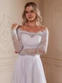A-line kjole kjole Sateng Chiffongg Blonder Bare Skuldre Lange ermer Katedral Slep Brudekjoler