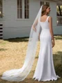 Sheath Square Floor-Length Stretch Crepe Wedding Dress