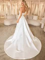 Sheath Sweetheart Plissert Kapell Slep Satin Korsett Convertible Brudekjoler