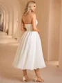 A-line kjole Sweetheart Plissert Te-Lengde Organza Korsett Brudekjoler