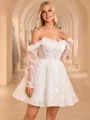 Ballkjole/Prinsesse Bare Skuldre Lange ermer Applikasjoner Blonder Kort/Mini Blonder Korsett Brudekjoler
