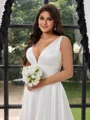 A-line kjole V-hals Bane-tog Satin Plus Size Brudekjoler