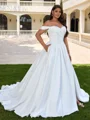 Ballkjole/Prinsesse Bare Skuldre Plissert Bane-tog Korsett Plus Size Brudekjoler