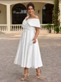 A-line kjole Bare Skuldre Plissert Te-Lengde Satin Korsett Plus Size Brudekjoler