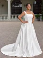 A-line kjole Torget Kapell Slep Satin Plus Size Brudekjoler