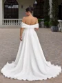 A-line kjole Bare Skuldre Plissert Sweep/Børste train Organza Korsett Plus Size Brudekjoler