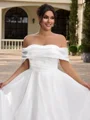 A-line kjole Bare Skuldre Plissert Sweep/Børste train Organza Korsett Plus Size Brudekjoler