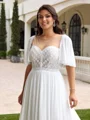 A-line kjole Scoop Kortermer Applikasjoner Blonder Kapell Slep Tyll Plus Size Brudekjoler