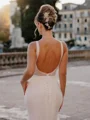 Sheath Square Chapel Train Corset Wedding Dress