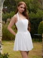 A-line kjole Halterneck Bue Kort/Mini Kjole