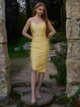 Sheath Spaghetti Plissert Te-Lengde Jersey Kjole
